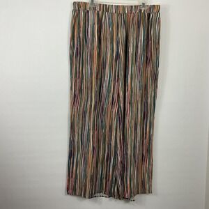 Agnes Orinda 1X Wide Leg Palazzo Pants Stripe Multicolor